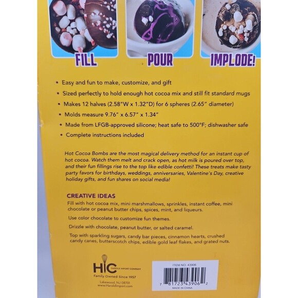NIB Hot Cocoa Bomb Molds Set Of 2 Silicone NEW Chocolate Molds Cooking Baking - Picture 5 of 5